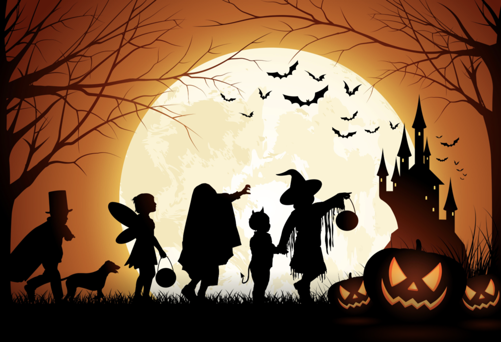 Halloween line of students