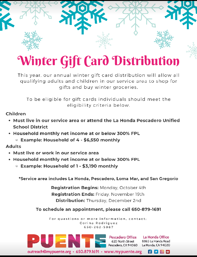 Winter Gift Card Distribution